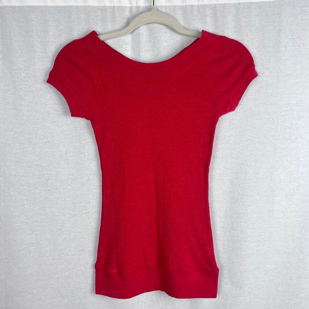 Y2K Energie Top Juniors Small Red Off The Shoulder Fairy Grunge Slim Fitted Cute